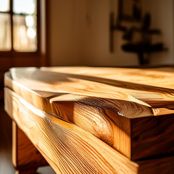 Detailarbeit an einem Massivholztisch