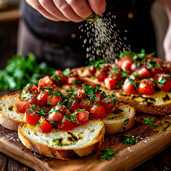 Bruschetta mit Tomaten und Knoblauch